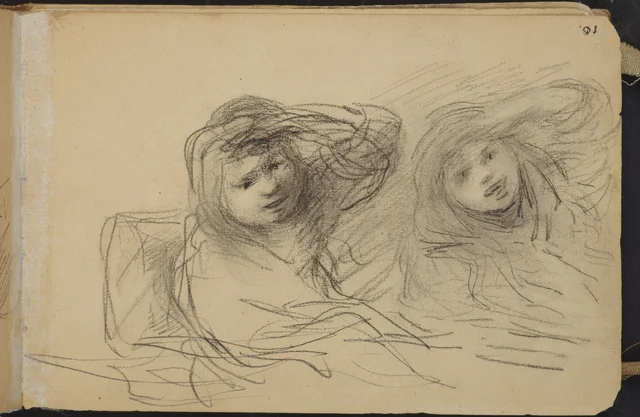Esboço de duas meninas. De um caderno de 1893, Petrus van der Velden