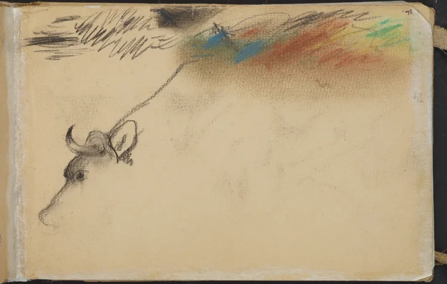Esboço de cabeça de vaca. De um caderno de 1893, Petrus van der Velden