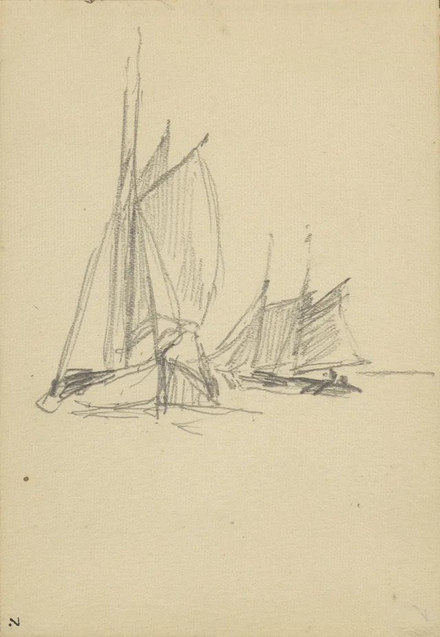 Esboço de veleiros. De um caderno de Wellington, Petrus van der Velden