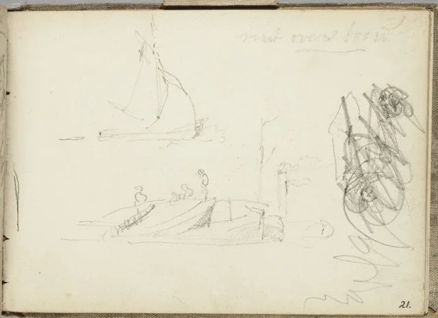Esboço de barcos. De um caderno de Marken