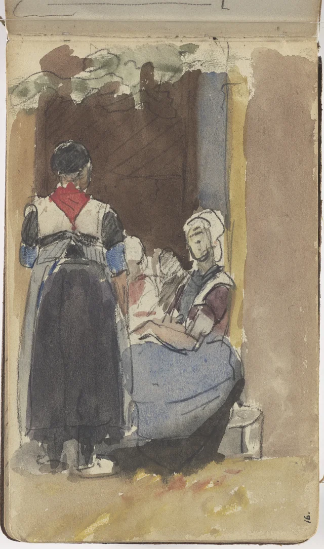 戸口の二人の女の習作(1876年のスケッチブックより), ペトルス・ファン・デル・フェルデン