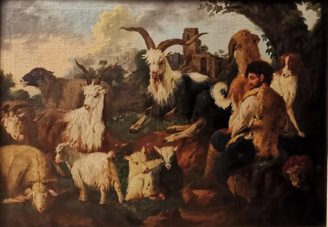 Shepherd with a Herd of Goats