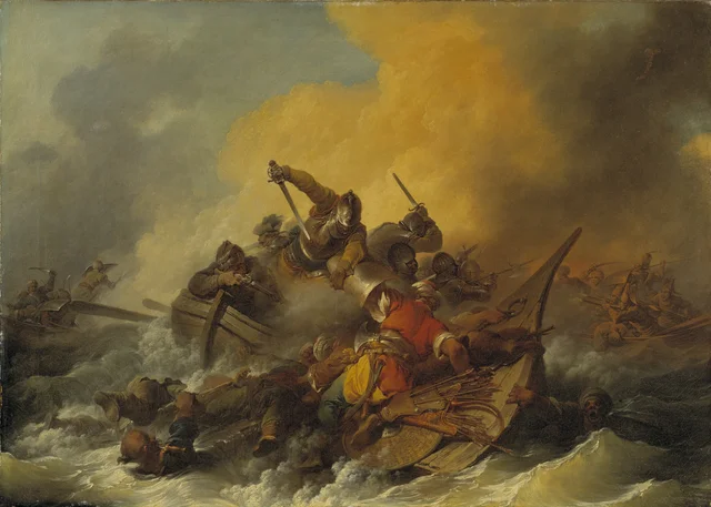 兵士と東方の海賊の海上の戦い, フィリップ=ジャック・ド・ルーテルブール
