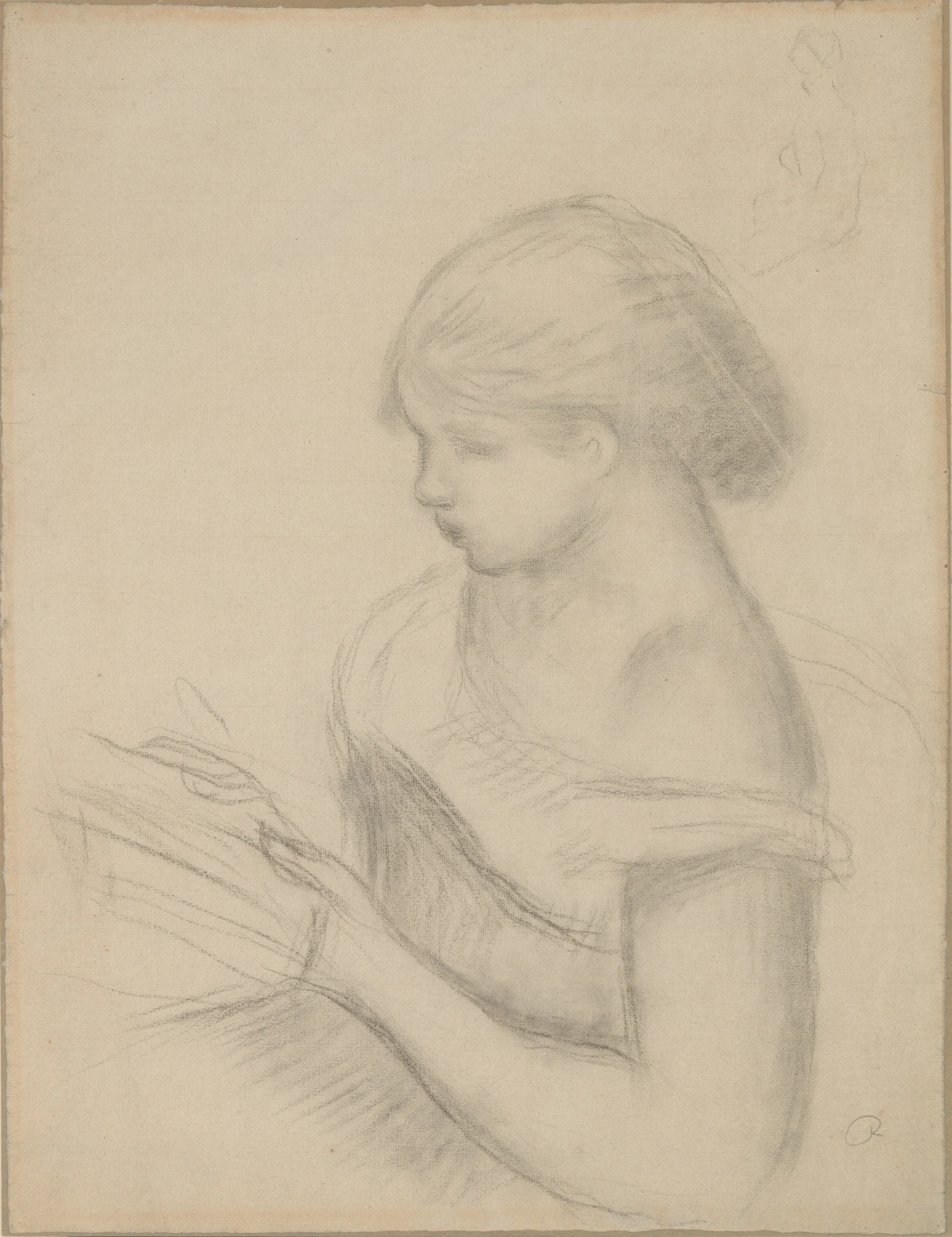 A Girl Reading (with a Sketch of Seated Woman), Pierre-Auguste Renoir