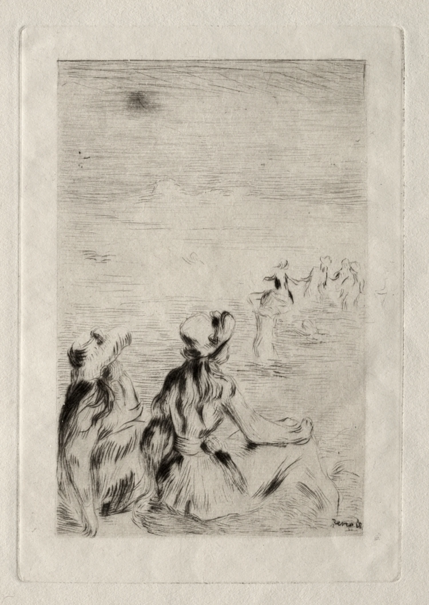 On the Beach at Berneval, Pierre-Auguste Renoir