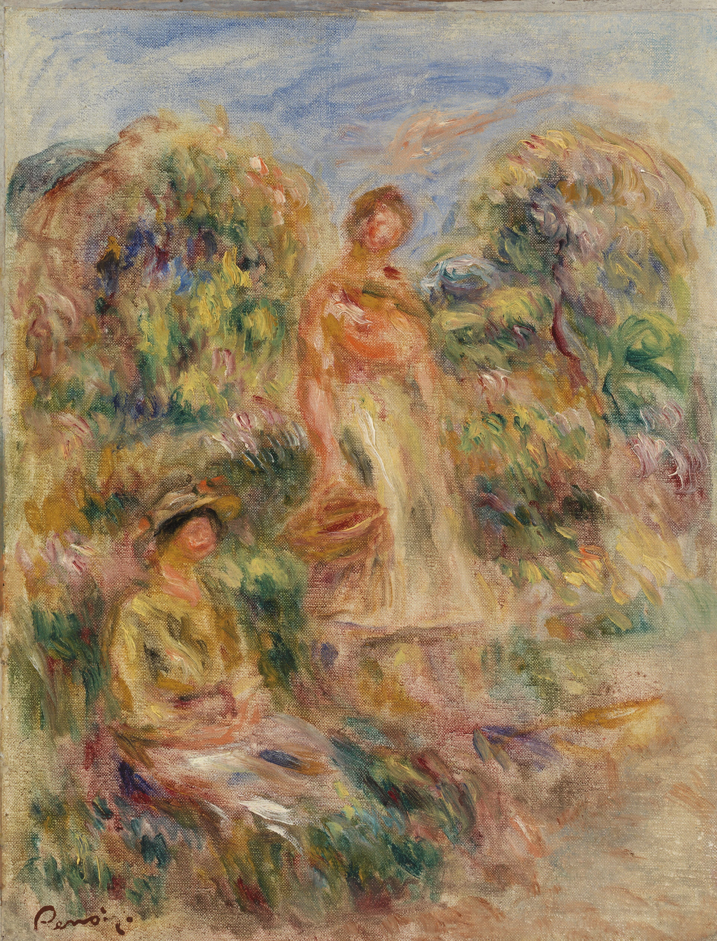 Standing Woman and Seated Woman in a Landscape (Une femme debout et une femme assise dans un paysage), Pierre-Auguste Renoir