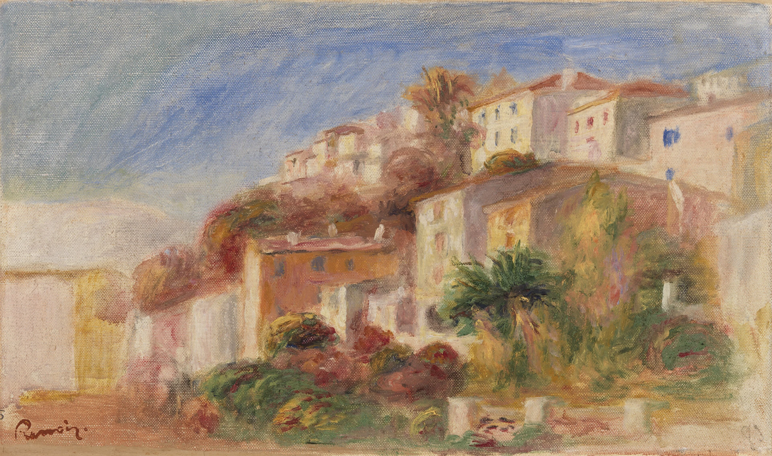 View from the Garden of the Post Office, Cagnes (Village vu du jardin de la poste, Cagnes), Pierre-Auguste Renoir