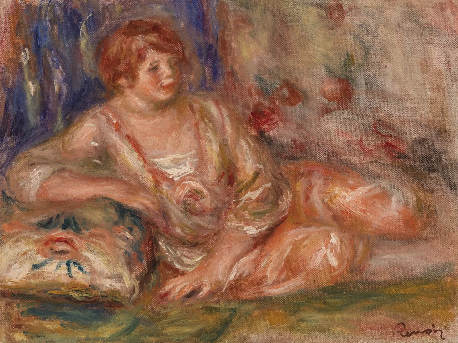 Andrée in Pink, Reclining (Andrée en rose étendue), Pierre-Auguste Renoir