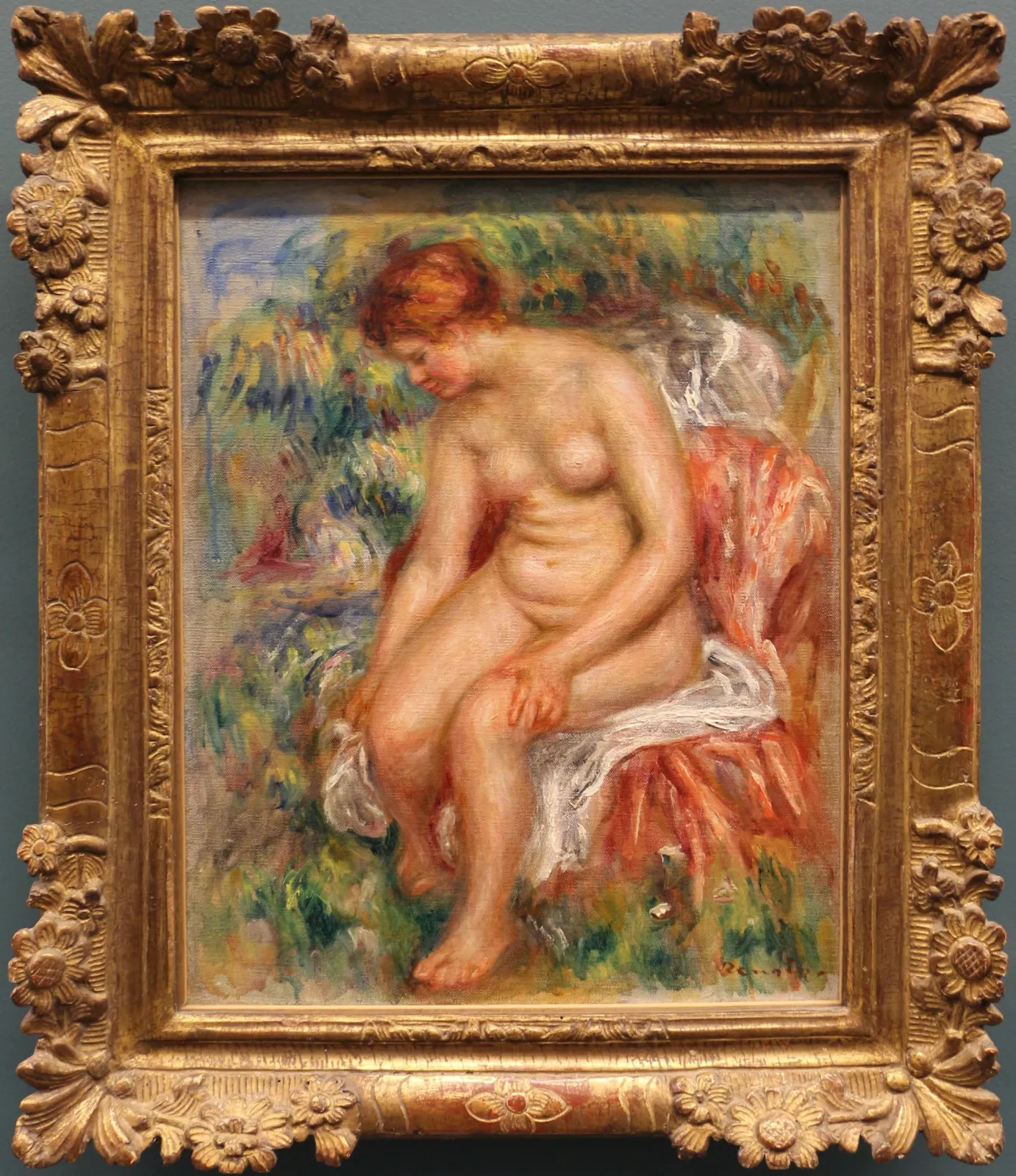 Baigneuse assise s'essuyant une jambe, Pierre-Auguste Renoir