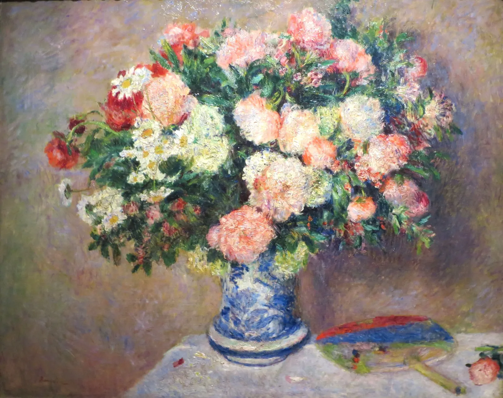 Bouquet of Chrysanthemums and a Japanese Fan, Pierre-Auguste Renoir