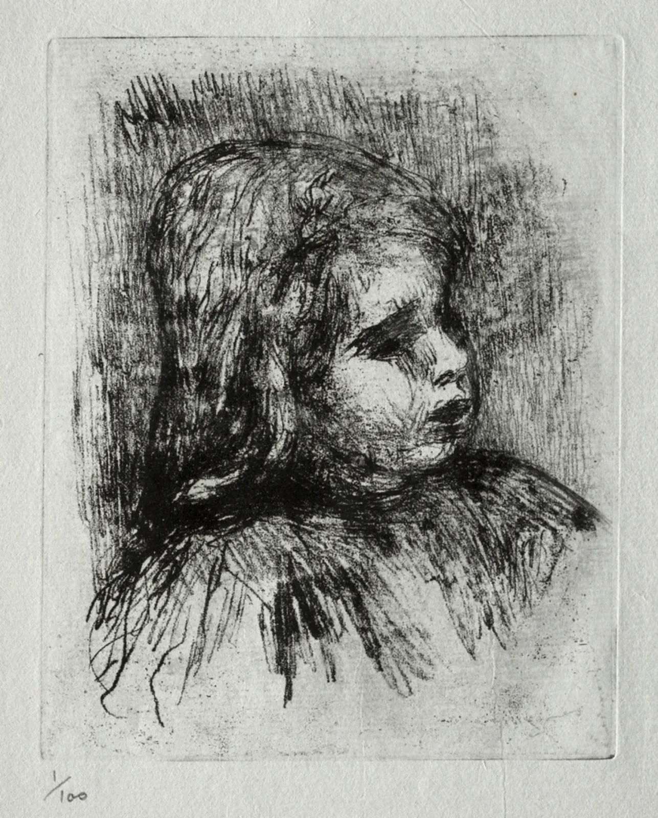 Claude Renoir, de trois-quarts à droite, Pierre-Auguste Renoir