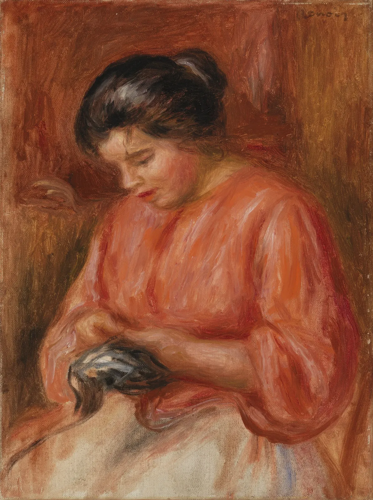 Femme reprisant, Pierre-Auguste Renoir