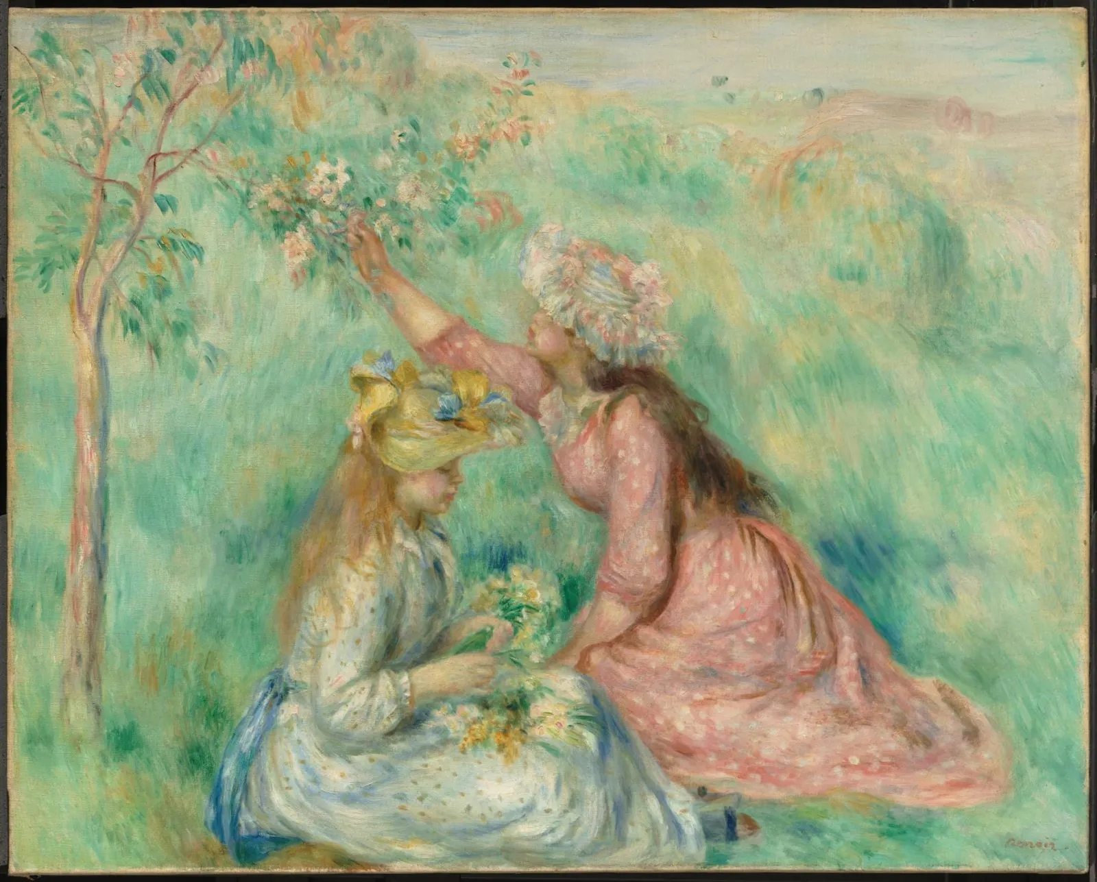 Girls Picking Flowers in a Meadow, Pierre-Auguste Renoir