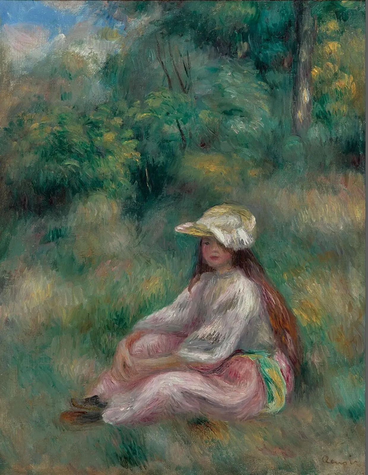 Jeune fille en rose dans un paysage, Pierre-Auguste Renoir