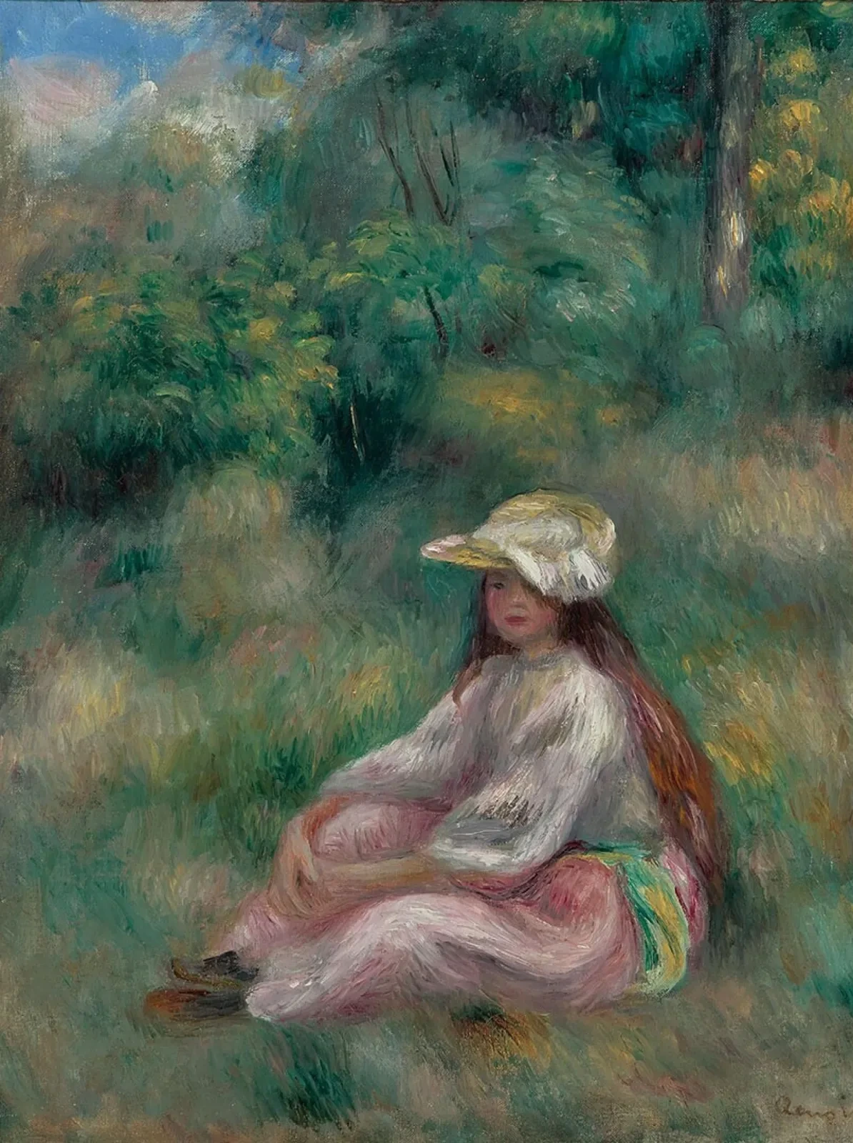 Jeune fille en rose dans un paysage, Pierre-Auguste Renoir