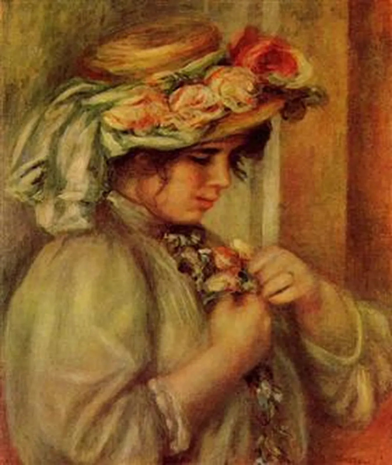Jeune fille fleurissant son corsage, Pierre-Auguste Renoir