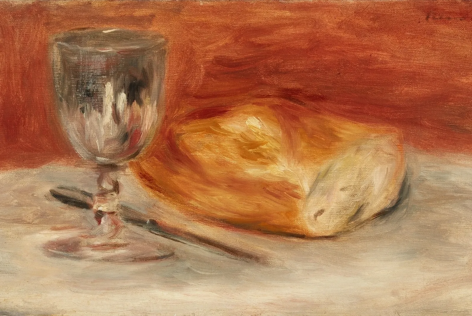 Le verre de vin et la demi-baguette de pain, Pierre-Auguste Renoir