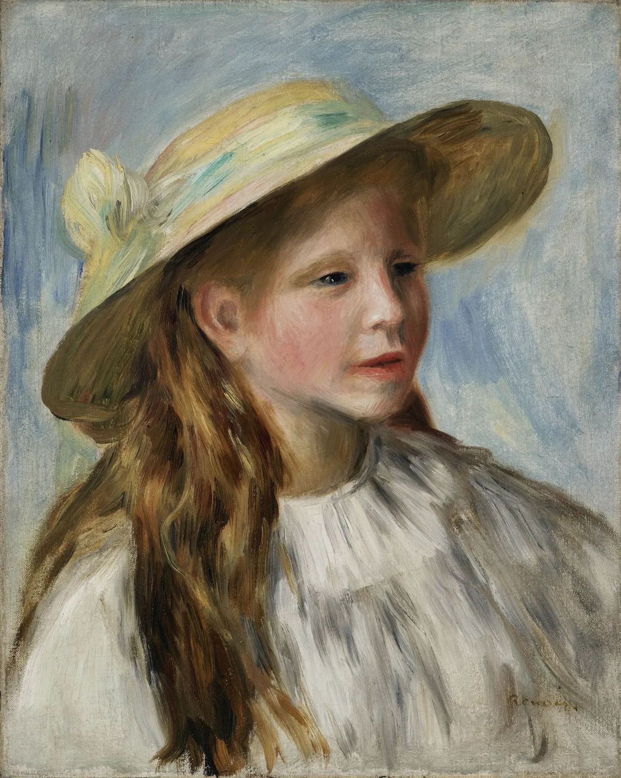 Little Girl with a Hat (Jeune Fille au Chapeau), Pierre-Auguste Renoir