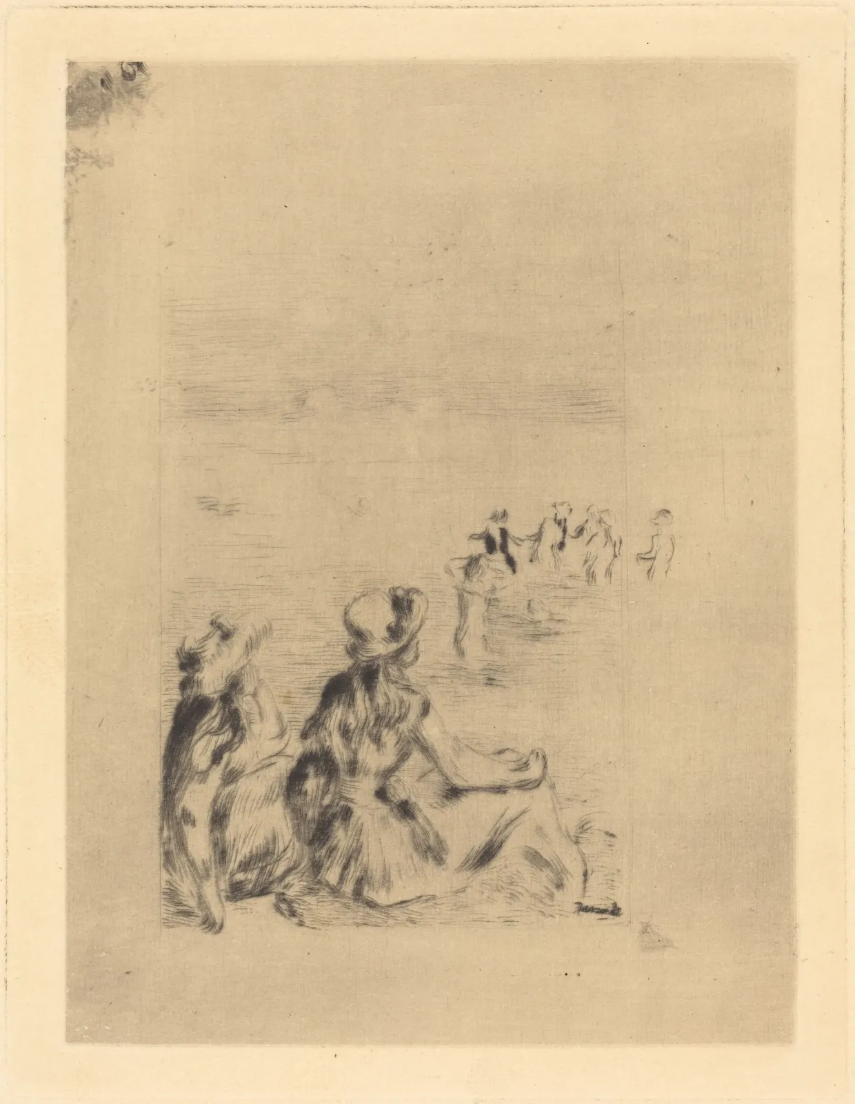 On the Beach - At Berneval (Sur la plage - a Berneval), Pierre-Auguste Renoir