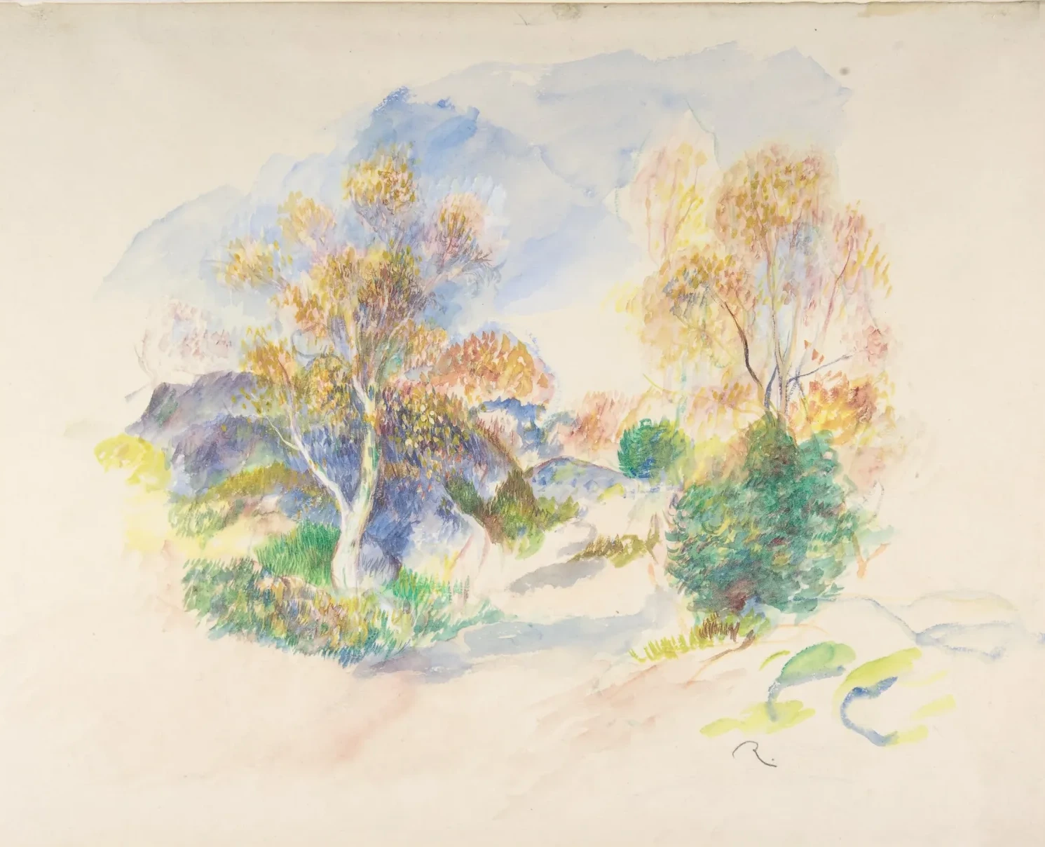 Paysage avec chemin entre des arbres, Pierre-Auguste Renoir