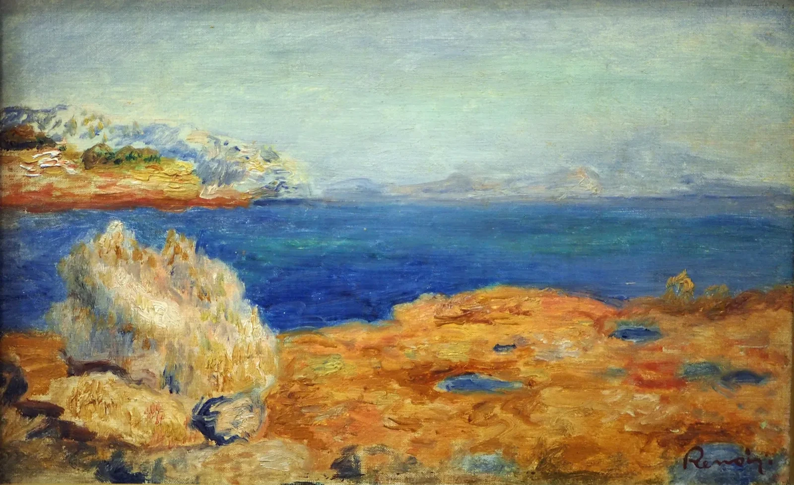 Rochers jaunes avec mer bleue, Pierre-Auguste Renoir