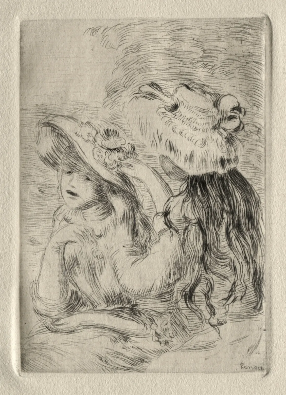 The Hatpin (Berthe Morisot's Daughter and Her Cousin), 1st plate, Pierre-Auguste Renoir