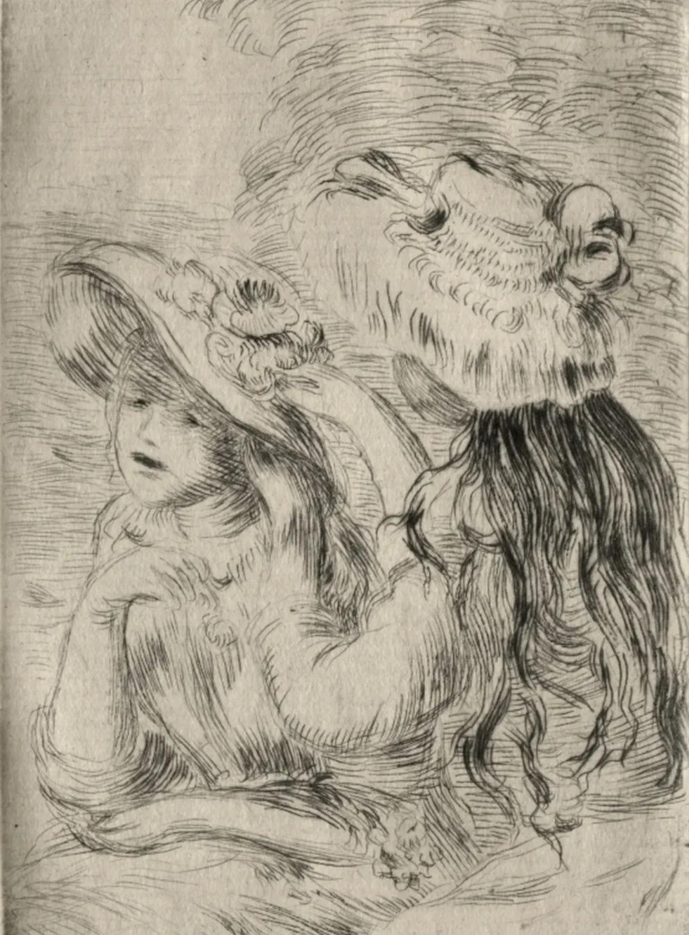 The Hatpin (Berthe Morisot's Daughter and Her Cousin), 1st plate, Pierre-Auguste Renoir