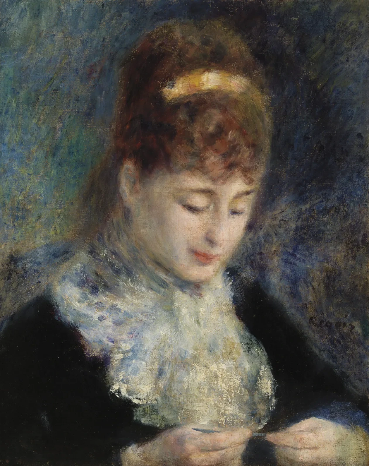 Femme faisant du crochet, Pierre-Auguste Renoir