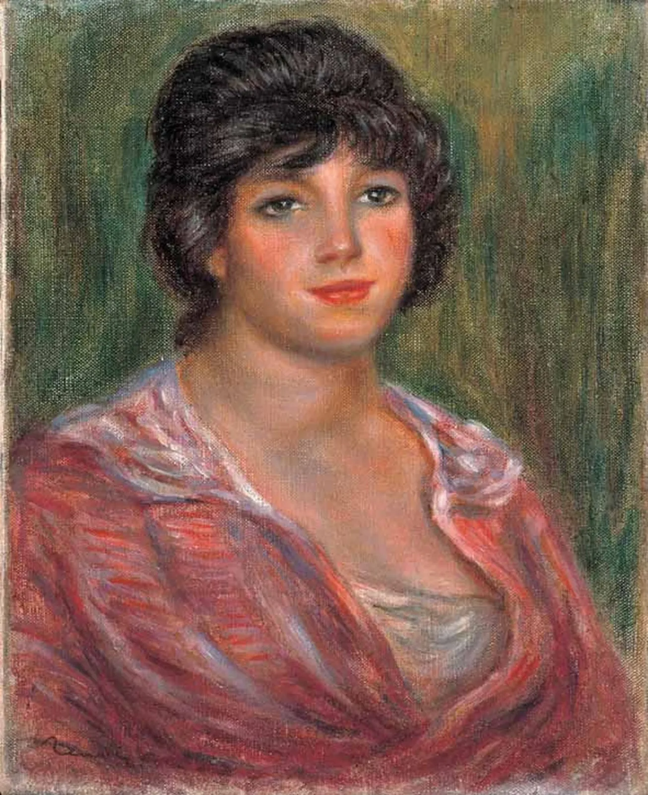Young Brunette Woman with Red Blouse (Colonna Romano), Pierre-Auguste Renoir