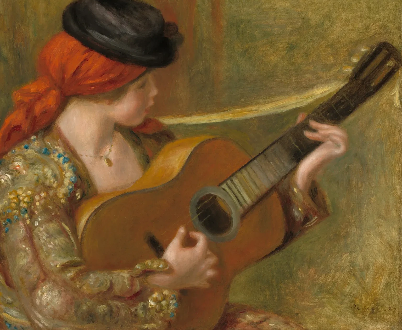 Young Spanish Woman with a Guitar, Pierre-Auguste Renoir