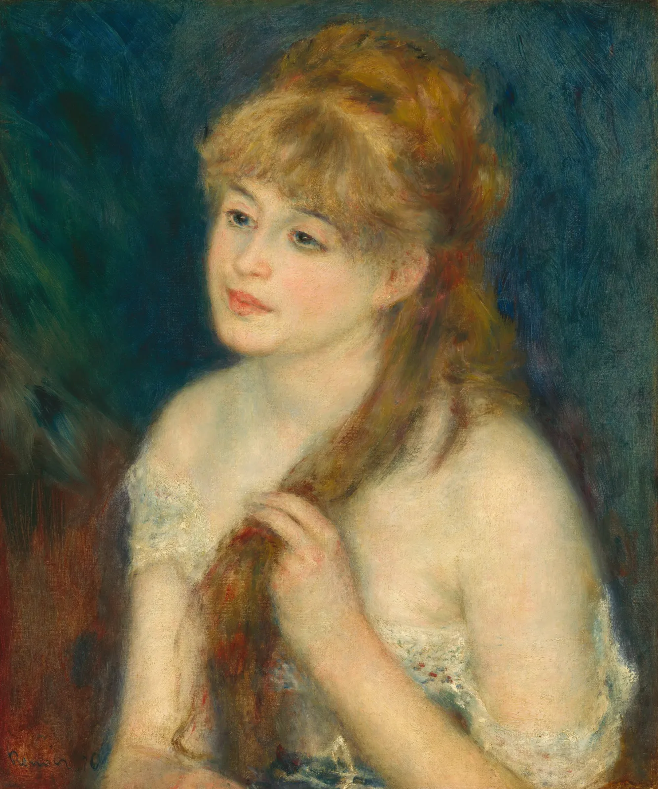 Young Woman Braiding Her Hair, Pierre-Auguste Renoir