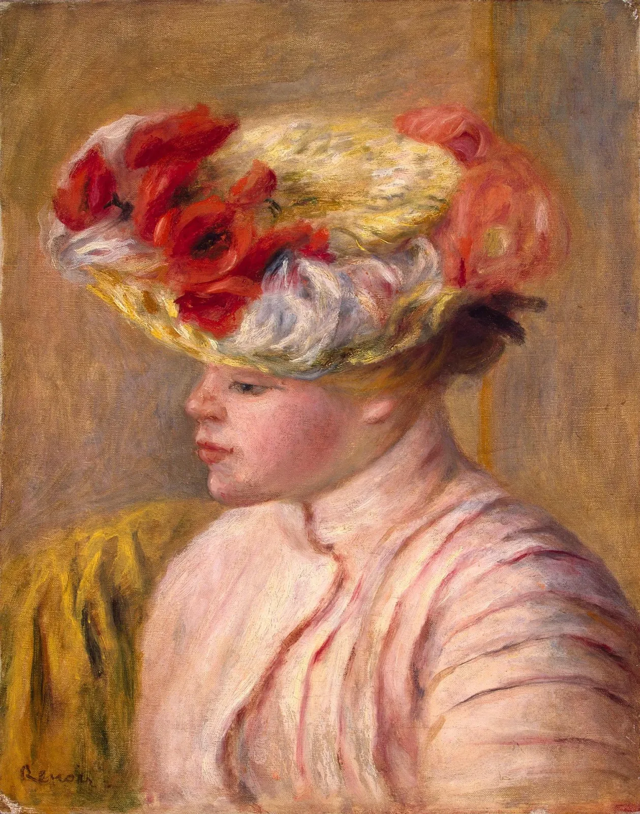 Young Woman in a Flowered Hat, Pierre-Auguste Renoir
