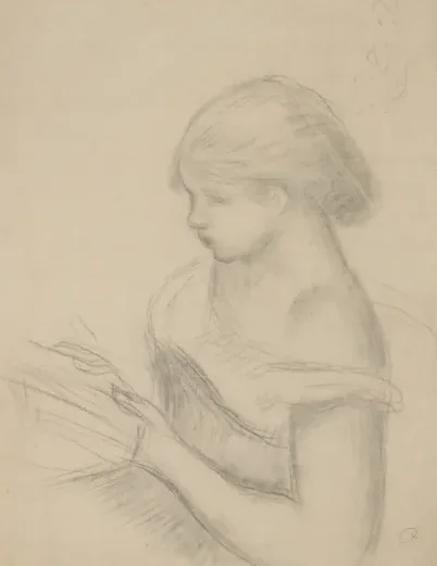 A Girl Reading (with a Sketch of Seated Woman)