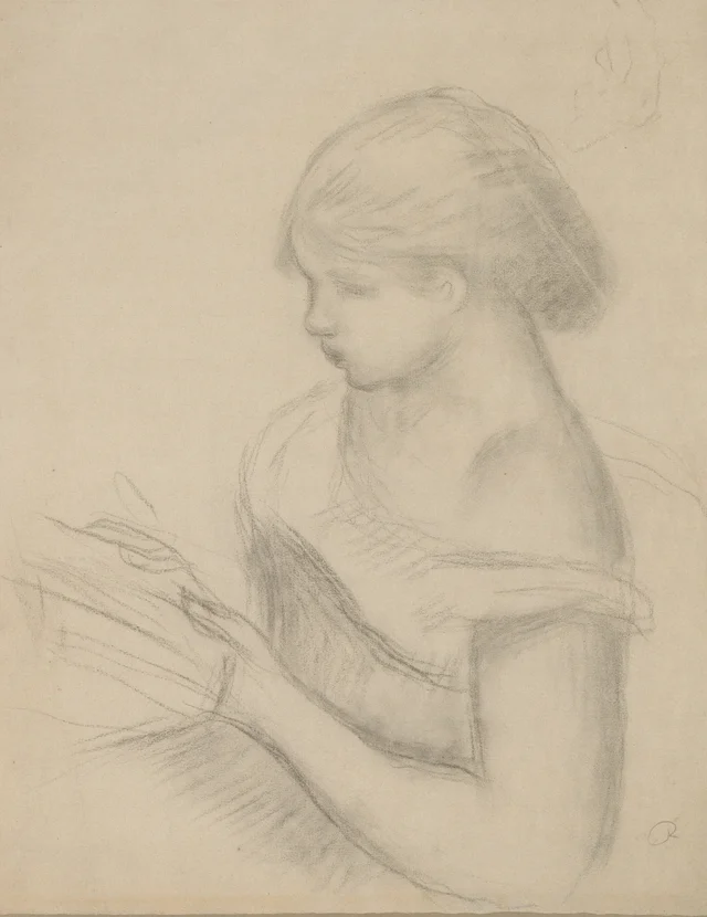 Jeune fille lisant (avec une esquisse de femme assise)