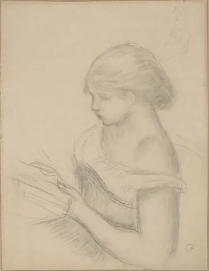 A Girl Reading (with a Sketch of Seated Woman)