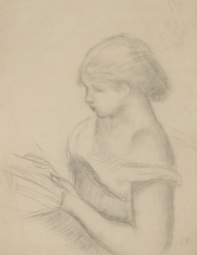 Jeune fille lisant (avec une esquisse de femme assise)