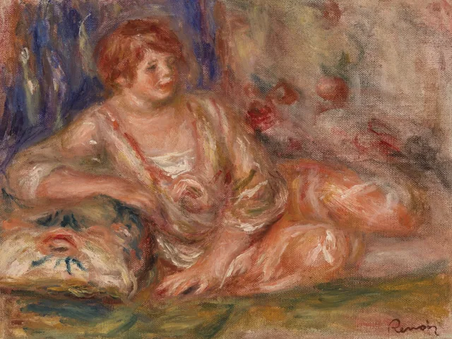 Andrée en rose étendue