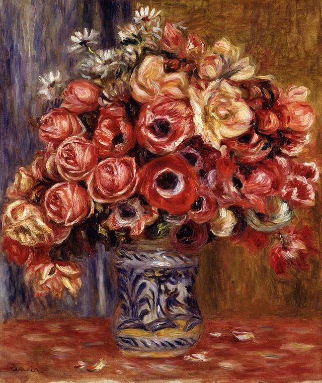 Anémonas y rosas, Pierre-Auguste Renoir