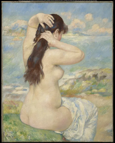 Baigneuse se coiffant