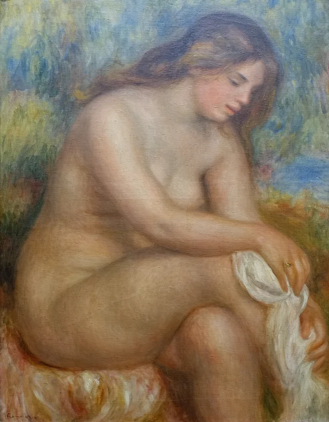 Bañista secándose la pierna derecha, Pierre-Auguste Renoir