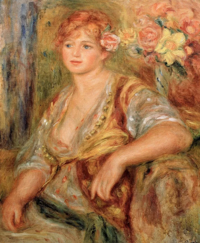 Rubia con rosa