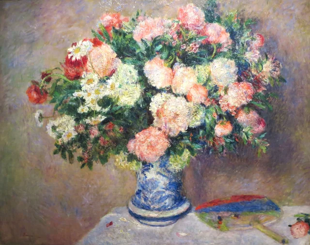 菊の花束と日本の扇, ピエール=オーギュスト・ルノワール
