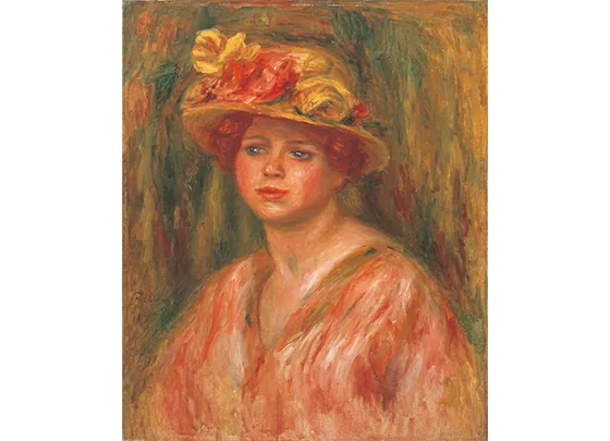 Buste de femme en corsage rouge