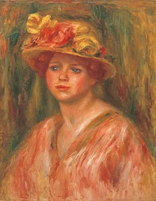 Buste de femme en corsage rouge