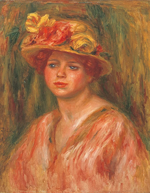 Buste de femme en corsage rouge