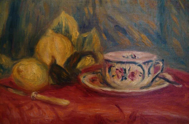 Limões e xícara de chá, Cagnes, Pierre-Auguste Renoir
