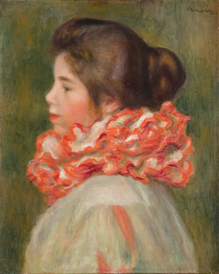 Femme à la collerette rouge