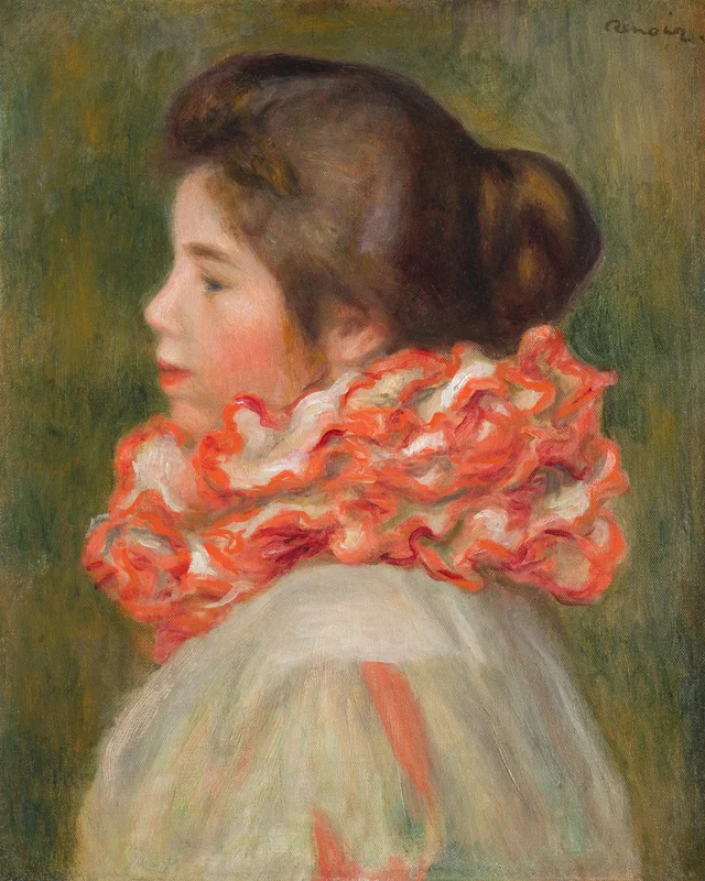 Mujer con gorguera roja