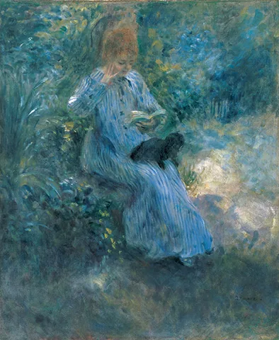 Femme au chien noir