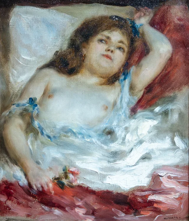 Mujer semidesnuda tumbada: la rosa